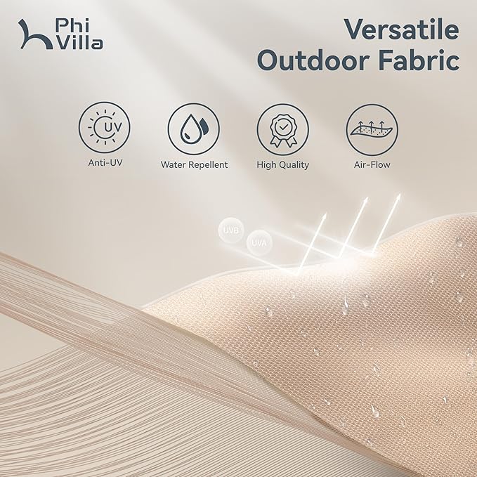 PHI VILLA 13ft Large Patio Umbrella Double-Sided Twin Outdoor Market Umbrella with Crank, Beige