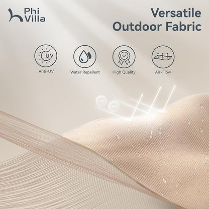 PHI VILLA 13ft Large Patio Umbrella Double-Sided Twin Outdoor Market Umbrella with Crank, Beige
