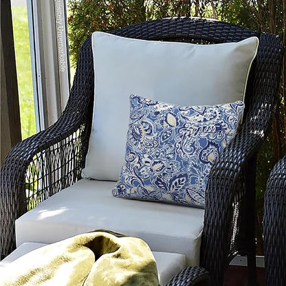 LVTXIII Set of 2 Patio Throw Pillows 16"x16" Fade Resistant Outdoor Throw Pillows with Inserts, Fluffy Decorative Garden Toss Pillow Cushions for Home Coach Sofa Use, Floral Bluish Violet