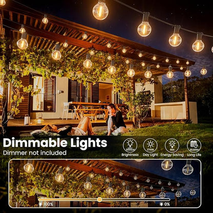 RTTY Outdoor String Lights 100ft, G40 Led Patio Globe Lights with 52pcs Bulbs,Shatterproof Waterproof Connectable Outside Hanging for Porch Cafe Bistro Backyard Gazebo Balcony Deck Party