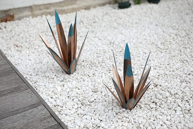 Homight Metal Agave Plants Outdoor Decor Mexican Yard Art Plants Garden Decor for Outside Metal Art Flowers Gifts for Butterflies Bees Birds for Gifts (1 Big)