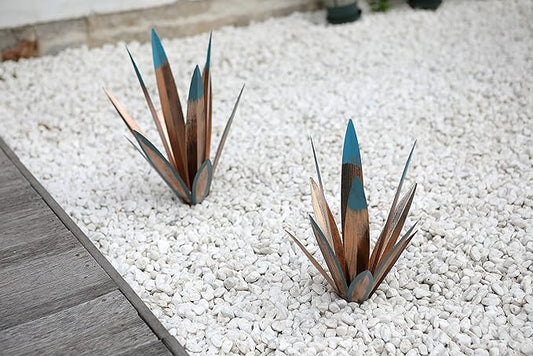 Homight Metal Agave Plants Outdoor Decor Mexican Yard Art Plants Garden Decor for Outside Metal Art Flowers Gifts for Butterflies Bees Birds for Gifts (1 Big)