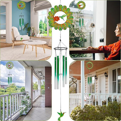 TUOKING Wind Chimes for Outside 3D Hummingbird Wind Spinner Windchimes Outdoor Hanging Decor for Garden Patio, Unique Gift for Mom,Women,Chimes Lovers