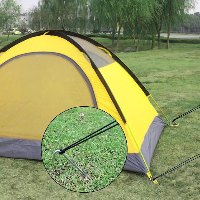 9 Inch Tent Stake Yard Inflatable Stakes Metal Tent Pegs Heavy Duty Ground Stake Fence Hooks Camping Spikes for Canopies, Tarp and Outdoor Christmas Decorations (30)