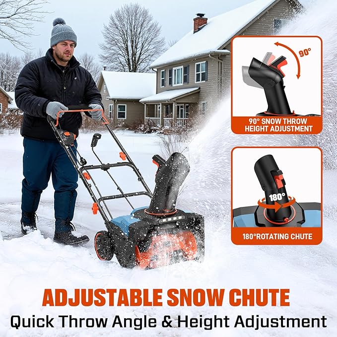 SENIX Corded Snow Blower,18 Inch Snow Thrower, Electric Snow Blower with 8" Clearing Depth, 600lbs/min, Max 33ft Throw Distance, 14Amp,1700 Watt Motor, 4 LED Lights