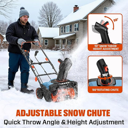 SENIX Corded Snow Blower,18 Inch Snow Thrower, Electric Snow Blower with 8" Clearing Depth, 600lbs/min, Max 33ft Throw Distance, 14Amp,1700 Watt Motor, 4 LED Lights