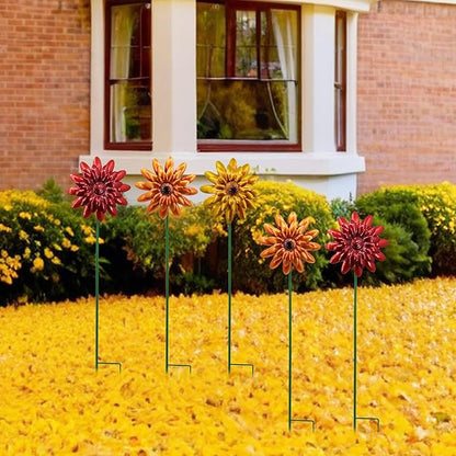 5 Pack Fall Metal Yard Stakes Decor, Autumn Yard Stakes Wind Spinners Outdoor Clearance, Fall Garden Stake Decorative, Wind Spinner Stake Outside Garden Lawn Ornaments, Harvest Festival Gift