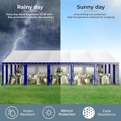 GREEN PARTY 16x32FT Party Tent Heavy Duty, Large Wedding Event Shelters with 4 Carry Bags & Removable Sidewalls, Outdoor Canopy Gazebo Commercial Tents for Parties Carport Garden Patio