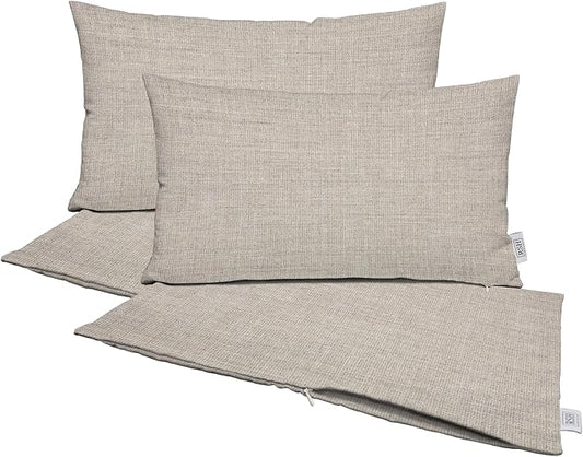 RSH DECOR: Sunbrella Pillow Covers Set of 4 | Covers Only - 26" x 16" | Outdoor Lumbar Pillow Covers Crafted with Sunbrella Performance Fabric | Cast Silver