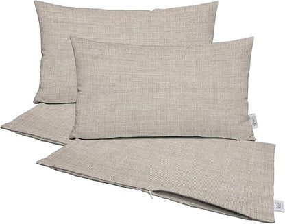 RSH DECOR: Sunbrella Pillow Covers Set of 4 | Covers Only - 20" x 12" | Outdoor Lumbar Pillow Covers Crafted with Sunbrella Performance Fabric | Cast Silver