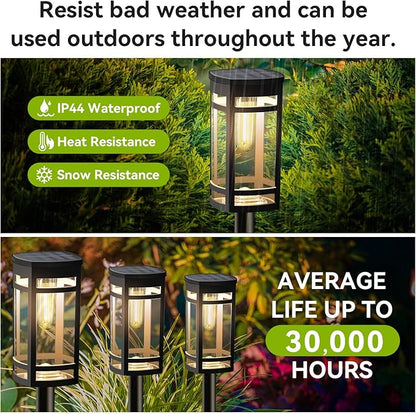 EXCMARK 16 Pack Solar Lights Outdoor Waterproof for Garden Pathway Walkway Driveway Yard Lawn Decorative Landscape Lighting. (Warm White Light, 16)
