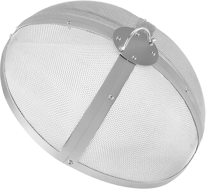 Fire Pit Spark Screen Round 20", Reinforced Heavy Duty Steel Metal Cover, Outdoor Firepit Lid, Easy-Opening Top Screen Covers Round with Ring Handle for Outdoor Patio Fire Pits Backyard