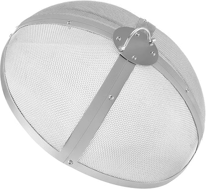 Fire Pit Spark Screen Round 20", Reinforced Heavy Duty Steel Metal Cover, Outdoor Firepit Lid, Easy-Opening Top Screen Covers Round with Ring Handle for Outdoor Patio Fire Pits Backyard