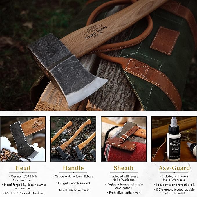 1844 Helko Werk Germany Traditional Saxon - Made in Germany Heavy Duty Splitting Axe for Chopping Firewood and Splitting Logs - Heavy Wood Splitting Axe, Head 6-1/4 lbs, Handle 31 in. (Saxon) #13588