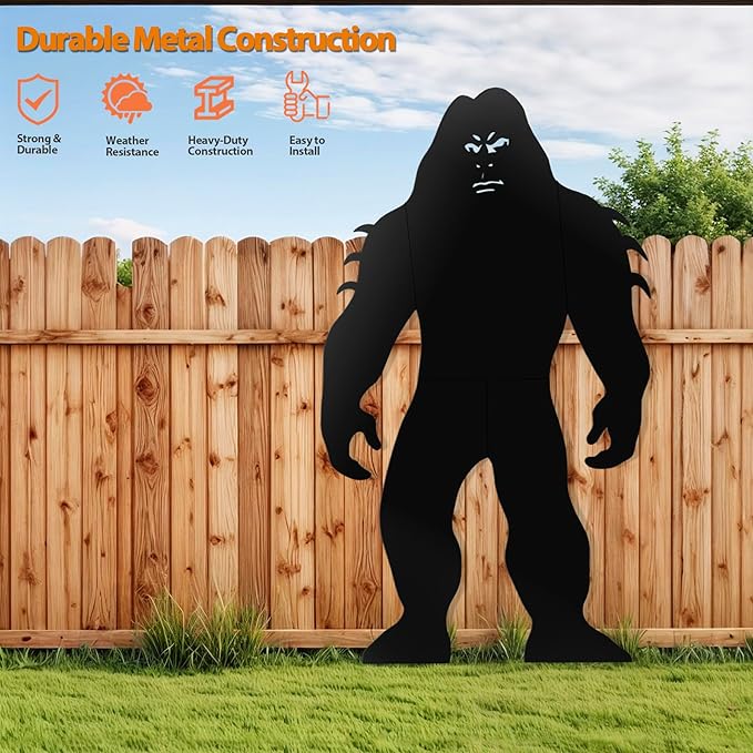 6Ft Tall Bigfoot Metal Outdoor Decor Big Foot Sasquatch Gifts for Men/Women/Dad Unique Bigfoot Silhouette Statues Perfect for Patio and Lawn Decorations, Garden Decor, Yard Art, Yard Display