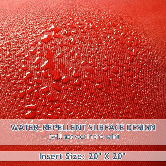 18" x 18" Throw Pillows, Outdoor Waterproof Pillows with Inserts, Square Decorative Pillows for Patio Furniture Garden Couch Sofa Home(Red, Set of 2)