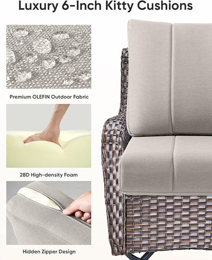 Luxury 24x24x6 Inch Kitty Outdoor Seat Cushions - Set of 2 Water Resistant Patio Chair Seat Cushion for Rattan Dining Rocker Glider Chairs Loveseat Couch Sectional Sofa - Beige