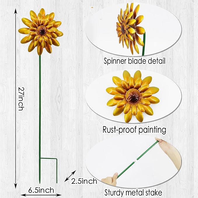 5 Pack Fall Metal Yard Stakes Decor, Autumn Yard Stakes Wind Spinners Outdoor Clearance, Fall Garden Stake Decorative, Wind Spinner Stake Outside Garden Lawn Ornaments, Harvest Festival Gift