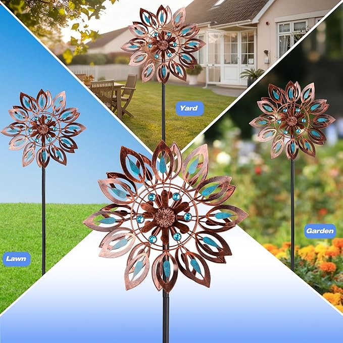 Wind Spinners for Outdoor Yard Decor, 360 Degrees Swivel Outdoor Metal Wind Spinner, 62" Wind Sculptures Garden Decor for Patio Lawn Yard