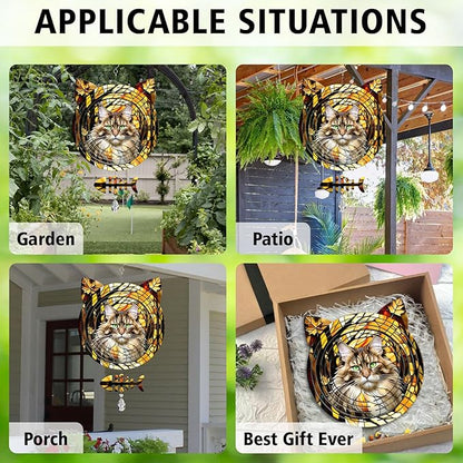 Maine Coon Cat Wind Spinner, Maine Coon Cat Wind Spinner Hanging for Yard and Garden