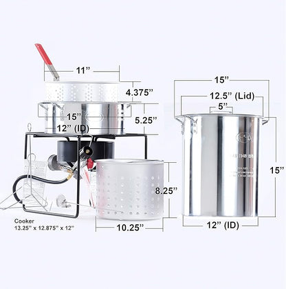 King Kooker Propane Outdoor Fry Boil Package with 2 Pots, silver, one size (12RTFBF3)