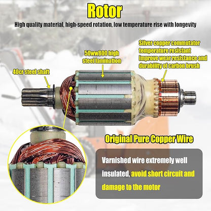 fullas 119-1952 Starter Motor for Toro 21" Power Clear Snow Thrower 621E 621ZE 621QZE 721E 721QZE Series with LC168FDS G210FDS 170FDS 212CC Engines 110V 17 Tooth Starter