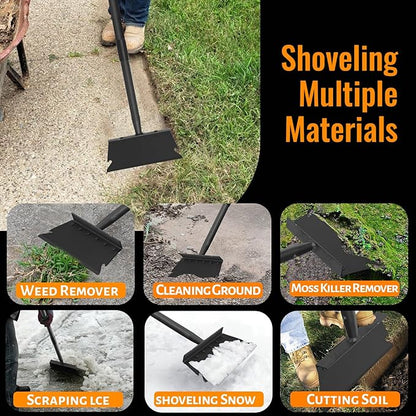 Garden Flat Shovel Scraper, Multifunctional Garden Cleaning Shovel with 59 Inch Long Handle, Heavy Duty Outdoor Floor Scraper for Weed Cleaning,Trenching,Edging and Removing Snow,Ice,Weeds,Dirty,Moss