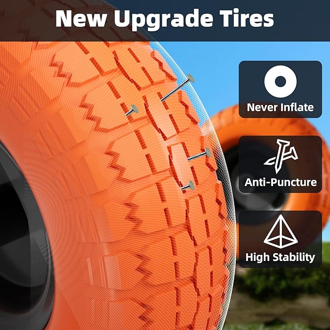 【UPGRADED】4.10 3.50-4 Tire and Wheel, 10 Inch Flat Free Tires 4 Pack with 5/8” Axle Bore Hole and Double Sealed Bearings, for Dolly Tires/Hand Truck/Dump Cart