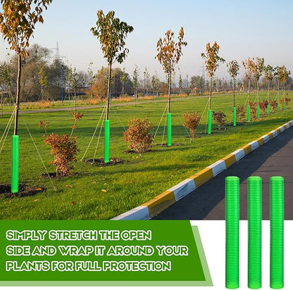 Menkxi 20 Pcs Corrugated Tree Guards Tubes Plastic Saplings Tree Trunk Protectors Wraps to Protect Bark from Deer, Sapling from Rodents, Mowers, Animals (15.7 x 2,Army Green)
