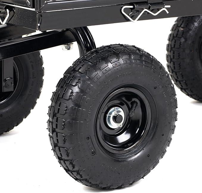 Finnhomy Heavy Duty 1000 Lbs Capacity Mesh Steel Garden Cart, Pullable Garden Wagons Carts on Wheels, Folding Utility Wagon with Removable Sides for Outdoor, Yard, Lawn, Black