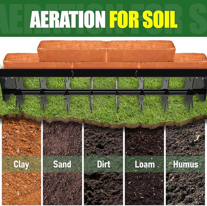 35-Inch Spike Tow Behind Aerator for Lawn Tractor, Pull Behind Aerator for Riding Mower with Steel Tines, Tractor Aerator for Farm