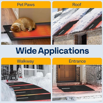 VIVOHOME 23" x 40" Snow Melting Mat with Grounding Wires, 0.35" Thickened SBR Rubber Heated Outdoor Mats, Heated Walkway Mats 1 Pack (Power Cord Not Included)