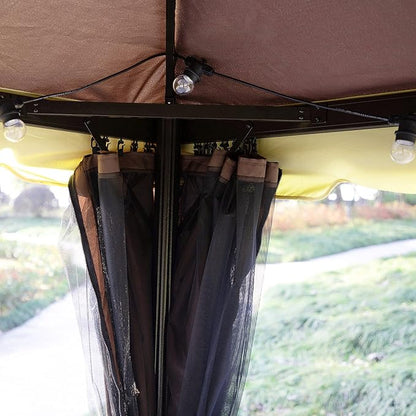 Outsunny 10' x 13' Patio Gazebo, Outdoor Gazebo Canopy Shelter with Netting and Curtains, Aluminum Frame for Garden, Lawn, Backyard and Deck, Coffee