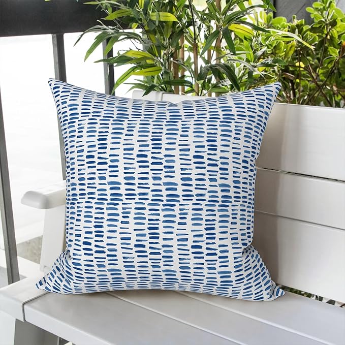 LVTXIII Outdoor Throw Pillows, Decorative Throw Pillows with Inserts, 16"x16" Square Pillows for Bed, Couch, Sofa and Patio Furniture, Set of 2, A Pebble Blue