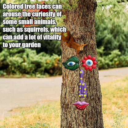 2 Pack Tree Faces Decor Outdoor, Trees Art Decoration, Colorful Funny Outdoor Tree Faces Decor Creative Face for Patio Trees and Wall Decoration