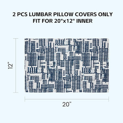 Outdoor Lumbar Pillows Waterproof Covers 2 Pack 12×20 Inch, Decorative Toss Pillows Covers, Rain-Proof, Fade Resistant for Patio Furniture, Sofa, Couch, Garden