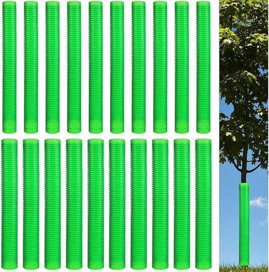 Menkxi 20 Pcs Corrugated Tree Guards Tubes Plastic Saplings Tree Trunk Protectors Wraps to Protect Bark from Deer, Sapling from Rodents, Mowers, Animals(15.7 x 2, 15.7 x 1.5,Army Green)