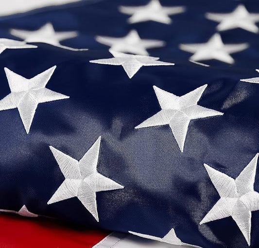 American Flag 10x15 ft: Long Lasting US Flag, Heavy Duty Nylon, Embroidered Stars, Sewn Stripes, Brass Grommets, UV Protection Perfect for Outdoors! USA Flag