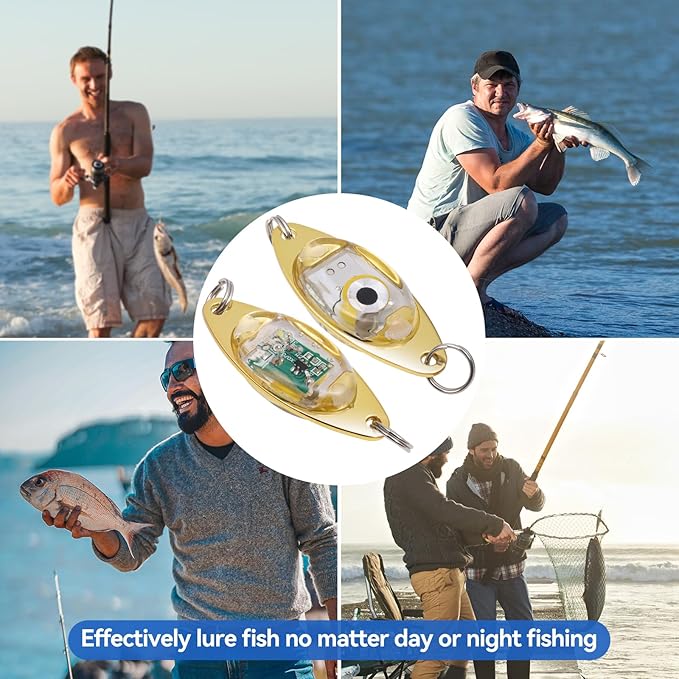 LED Underwater Fishing Lures，LED Lighted Bait Flasher，Deep Drop Fishing Lures，Fish Eye Attractive Light Bait Lure Lamp 5PCS