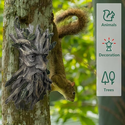 Tree Face Sculpture, Funny Greenery Old Man Tree Hugger Statue, Indoor & Outdoor Creative Props for Garden and Home,11.8" x 7.9" x 2.4"