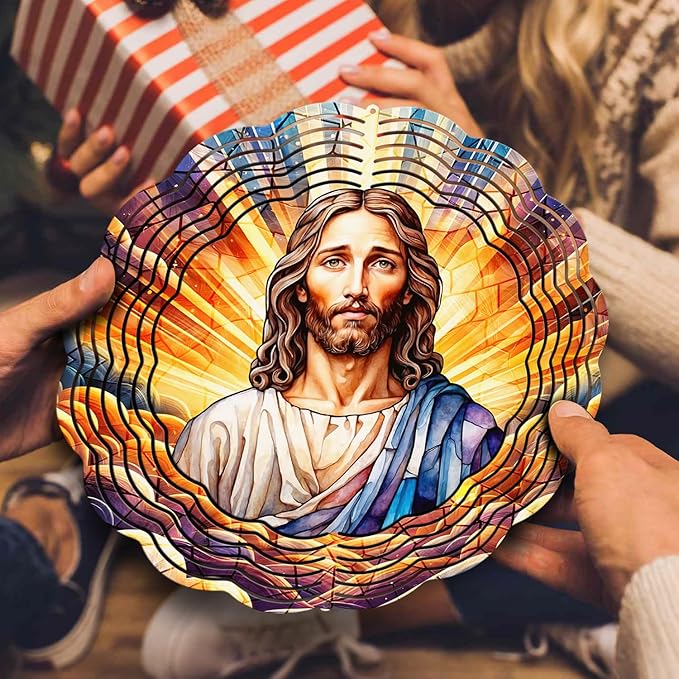 Jesus Wind Spinner, Jesus Wind Spinner Hanging for Yard and Garden, Unique Gift Wind Spinner, 3D Hanging Wind Spinner Outdoor
