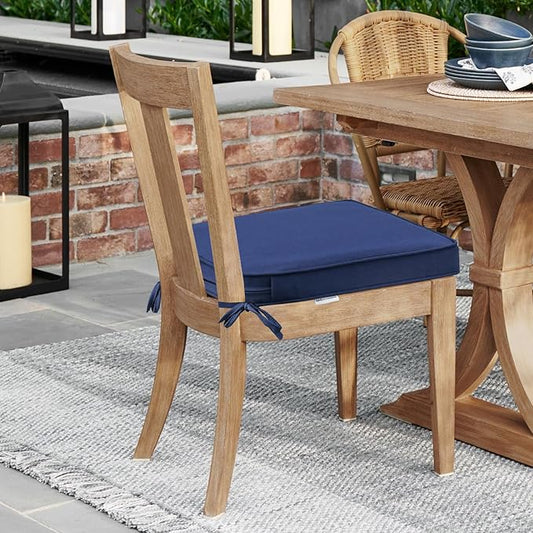 Round Corner Seat Cushions, 17" x 16" x 2", Set of 4, Indoor Outdoor Water Repellent Universal Chair Pads with Ties for Patio Furniture, Garden Deck Dining Chairs, Navy