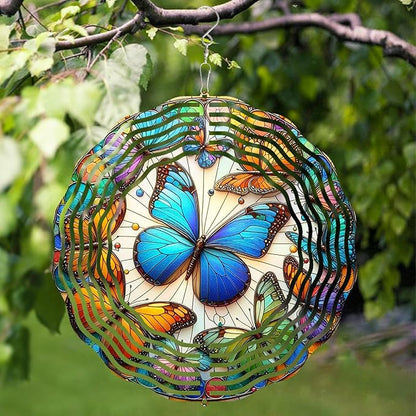 3D Butterfly Wind Spinners Outdoor Stainless Steel Hanging Wind Spinner Decorations Metal Garden Art for Patio Garden Yard and Indoor Spaces Butterfly Gifts for Mom Wife Women Grandma