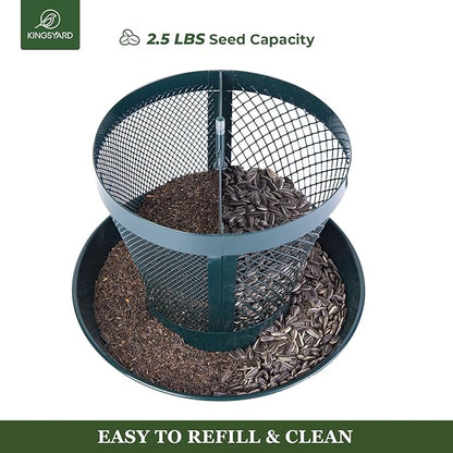 Kingsyard Bird Feeder for Outside, Dual-Use Metal Mesh Wild Bird Feeder with Weatherproof Dome Dual, 2.5 lbs Seed Capacity for Finch Cardinal