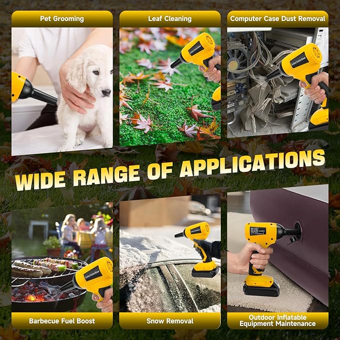 Electric Cordless Turbo Fan Blower, Leaf Blower for Dewalt 20V Battery, 130000RPM Handheld Jet Fan, Variable Wind Speed, for Cleaning and Drying (Battery Not Included)