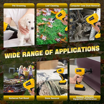 Electric Cordless Turbo Fan Blower, Leaf Blower for Dewalt 20V Battery, 130000RPM Handheld Jet Fan, Variable Wind Speed, for Cleaning and Drying (Battery Not Included)