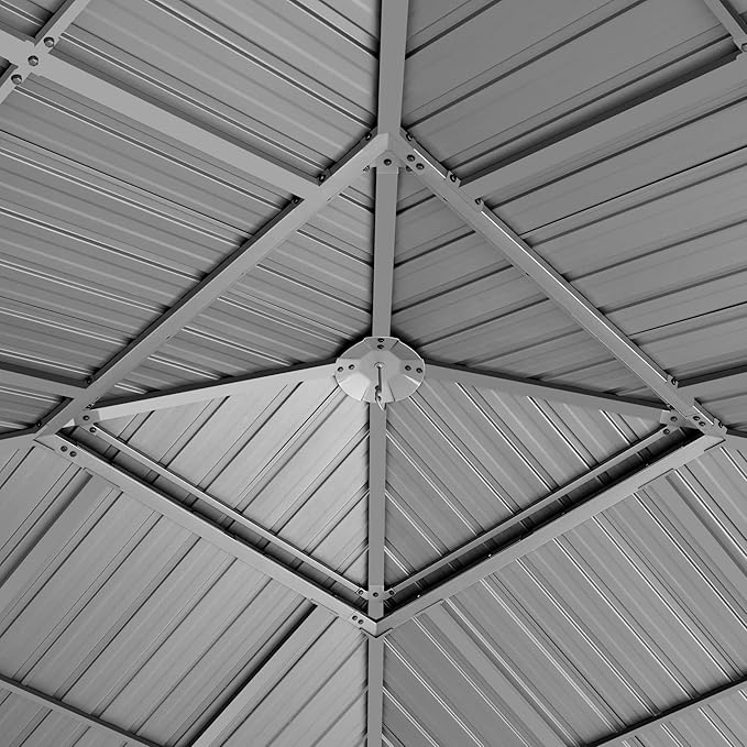 TOOLPORT Hardtop Gazebo 13x13 ft with Steel Roof - Approx. 3.54x3.54 in Aluminium Poles