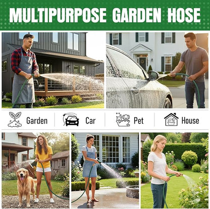 NON-EXPANDABLE Garden Hose 20 ft, Heavy Duty Flexible Water Hose, Kink Resistant Lightweight Hybrid Hose with Durable Fabric Skin, Leakproof Hose Male to Female Fittings