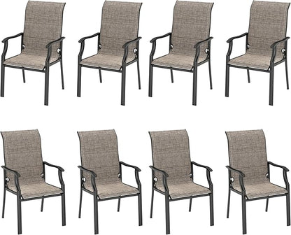 HERA'S HOUSE Premium Patio Dining Chair of 8, Rust Resistant Outdoor Chair with Textilene Padded Seat, Supports up to 350lbs with Comfort and Durability for Lawn Kitchen Garden Backyard
