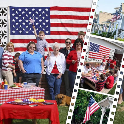 American Flag 10x15 FT Outdoor, Heavy Duty High Wind Extra Large US Flag, Embroidered Stars, 5 Brass Grommets, Giant Indestructible Tough USA Flags Suitable for Outside